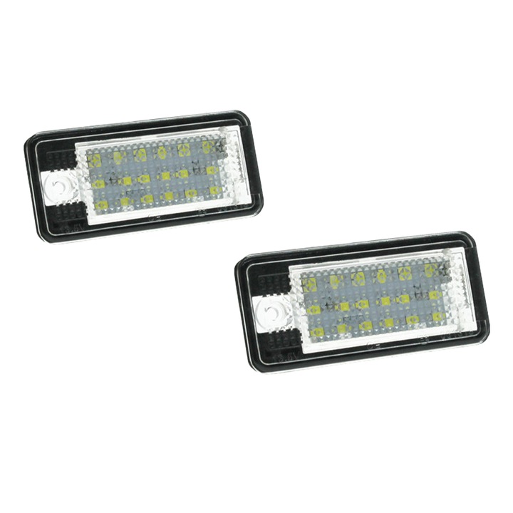 Set 2 lampi LED numar inmatriculare dedicate Audi A4 B6 B7 A3 A5 A6 A8 Q7 RS4, MaxTech®, IP 67 impermeabil, Canbus incorporat, Fara eroare in bord, Lumina alba 6000k