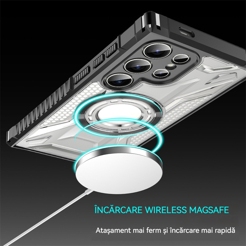 Husa compatibila cu Samsung Galaxy S25 Ultra, YSBER, pentru telefon mobil cu protectie pentru camera, MagSafe, rezistenta la socuri, Albastru marin