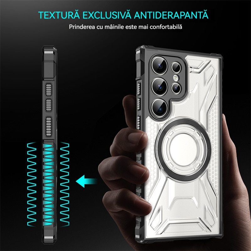 Husa compatibila cu Samsung Galaxy S25 Ultra, YSBER, pentru telefon mobil cu protectie pentru camera, MagSafe, rezistenta la socuri, Albastru marin
