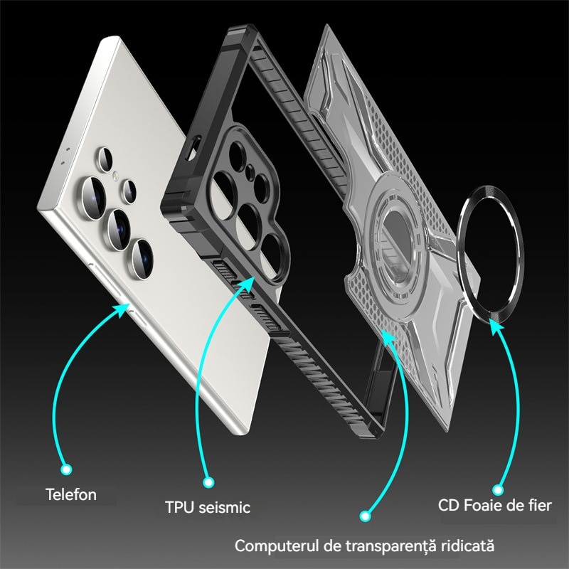 Husa compatibila cu Samsung Galaxy S25 Ultra, YSBER, pentru telefon mobil cu protectie pentru camera, MagSafe, rezistenta la socuri, Albastru marin