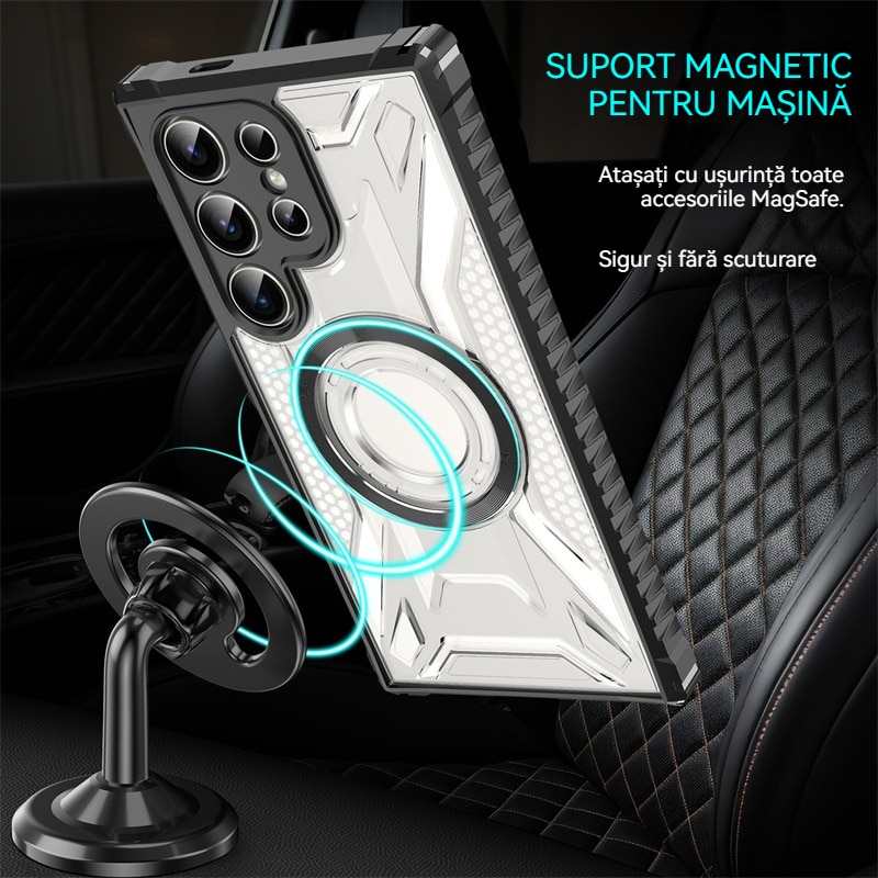 Husa compatibila cu Samsung Galaxy S25 Ultra, YSBER, pentru telefon mobil cu protectie pentru camera, MagSafe, rezistenta la socuri, Albastru marin
