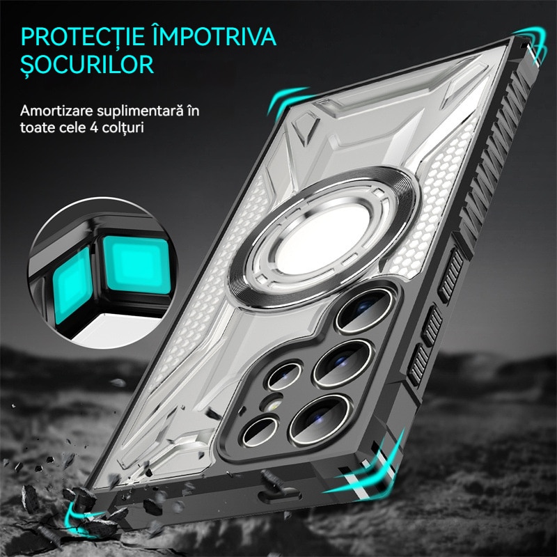 Husa compatibila cu Samsung Galaxy S25 Ultra, YSBER, pentru telefon mobil cu protectie pentru camera, MagSafe, rezistenta la socuri, Albastru marin