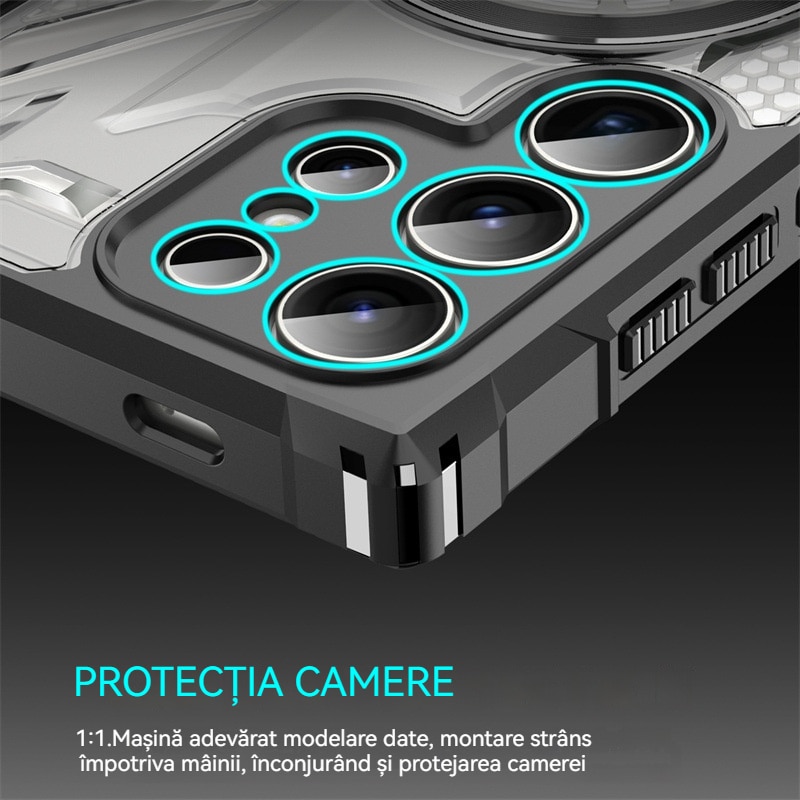 Husa compatibila cu Samsung Galaxy S25 Ultra, YSBER, pentru telefon mobil cu protectie pentru camera, MagSafe, rezistenta la socuri, Albastru marin