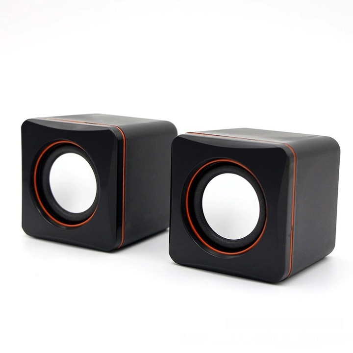 Малки високоговорители за лаптоп, 2 x 3 W, мини USB мултимедийна кутия с кабел за сдвояване, за спалня, стая за игри, офис, черни