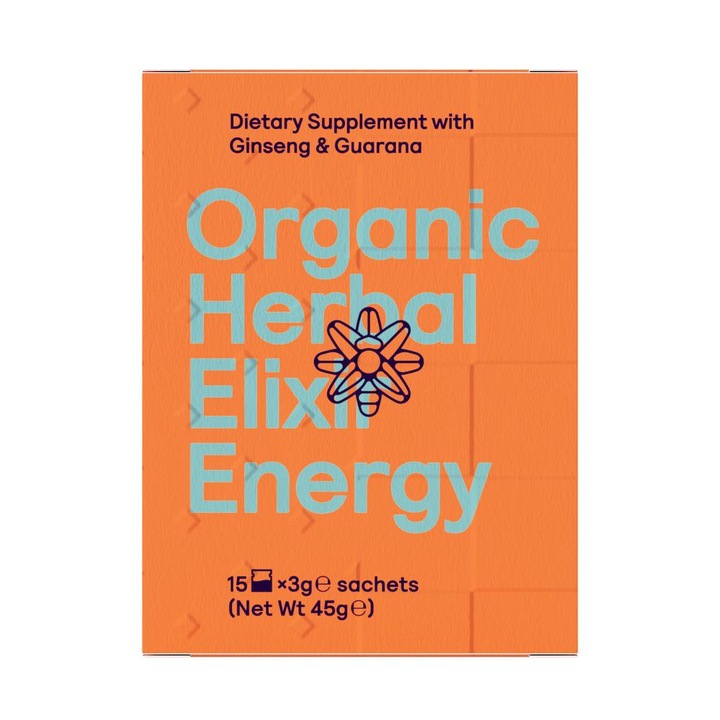 Elixir Organic din Plante Energy, Symbeeosis, Panax Ginseng & Guarana, 15 pliculete x 3g, Fara aditivi