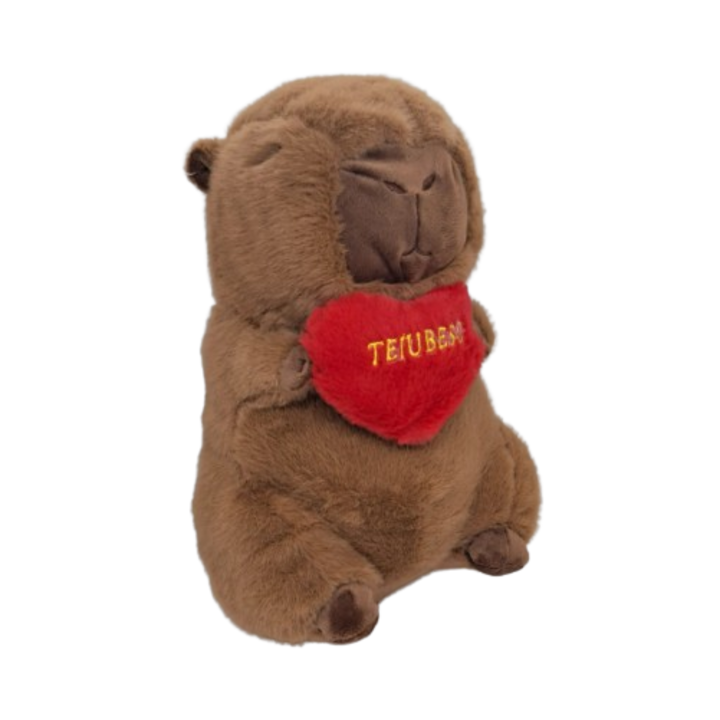 Плюшена играчка, сърце на капибара I love you VICTINY® кафяво/червено, 30 см