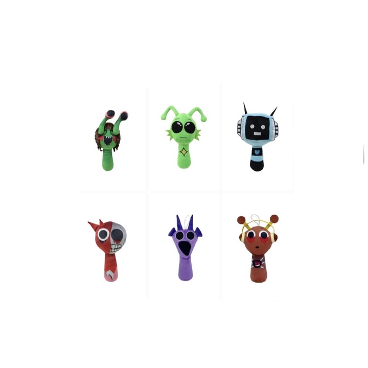 Set 6 Mascote de plus, Sprunki, MASHASHOP, 25 cm - 30 cm