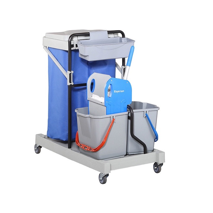 Carucior curatenie Bayersan Mini Gonisa36SD, 2 galeti, storcator, suport de sac si accesorii