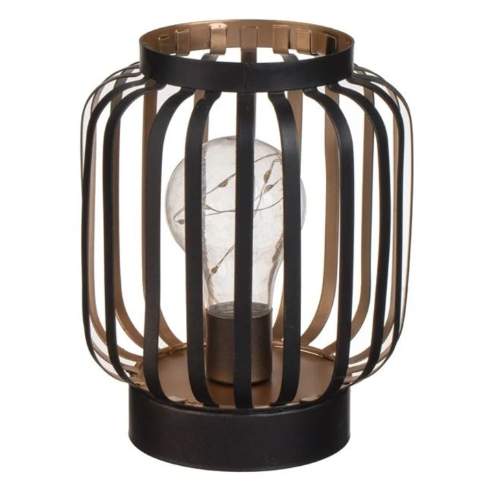 Lampa de Masa Metalica VENITIVO® Negru & Roz Auriu – Design elegant, iluminare LED cu baterii