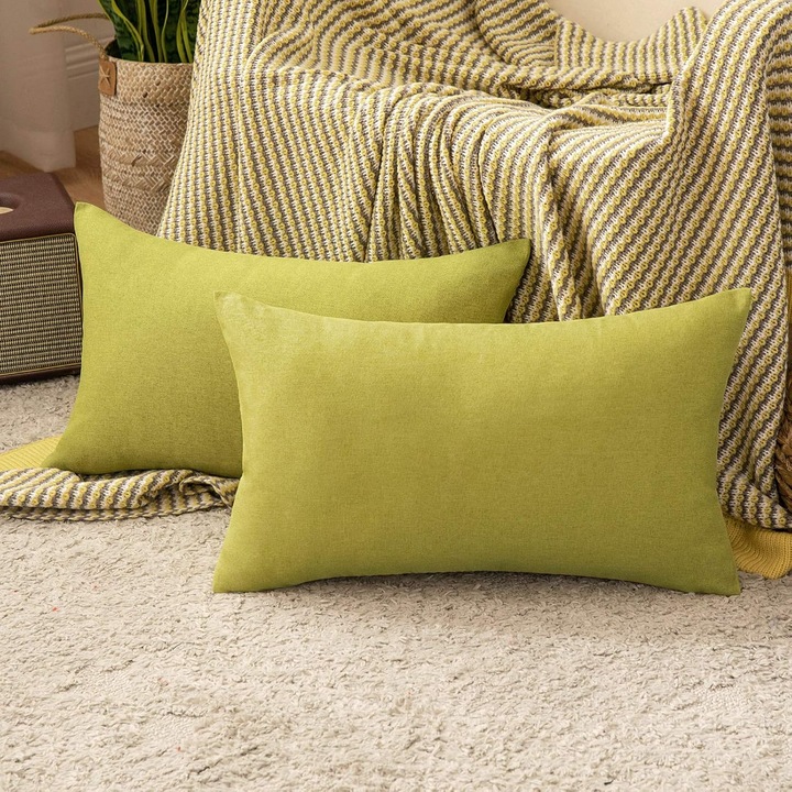 Set 2 huse de perna MIULEE impermeabile, rezistente la apa, decorative, pentru mobilier de gradina, terasa, canapea, pat, balcon, 40 x 60 cm, verde