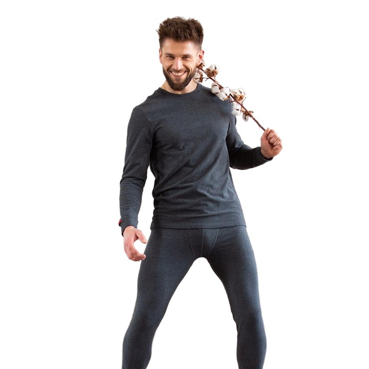 KEY MXL-155 sportnadrág, szürke, termo, pamut, M INTL