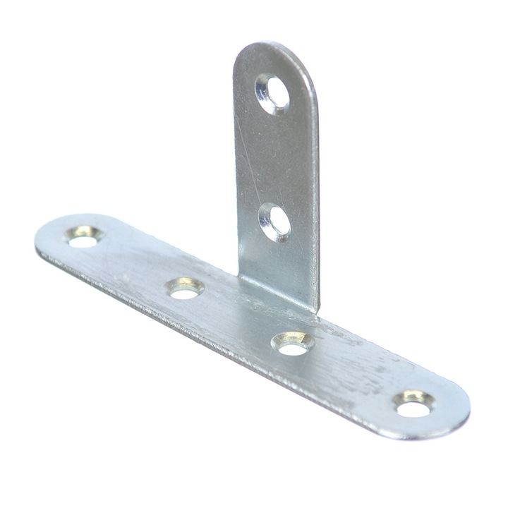 Conector metalic T, otel zincat, 40 x 80 x 15 mm, argintiu