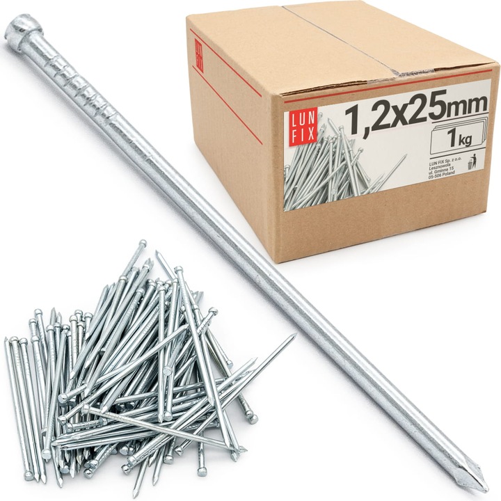 Lun Fix ácsszögek, 1,2x25mm, ezüst horganyzott, 1kg