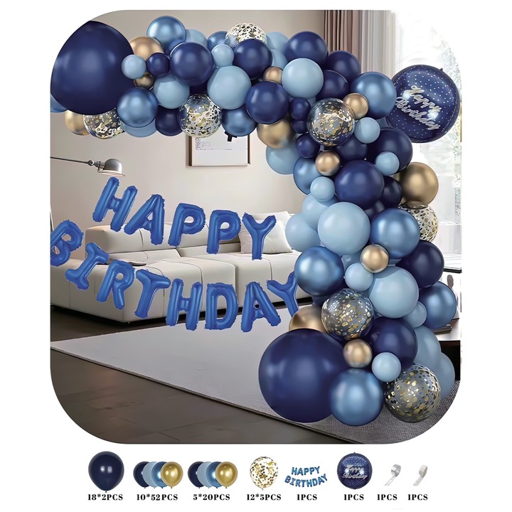 Комплект арки от балони, 83 бр., сини