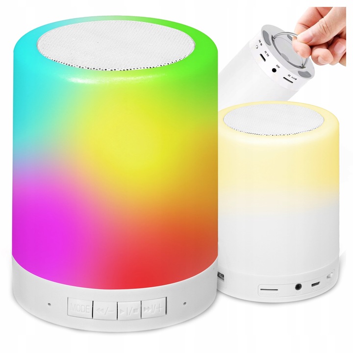 Lampa de birou LED Difuzor Bluetooth reincarcabil de birou RGB Touch AUX Alb
