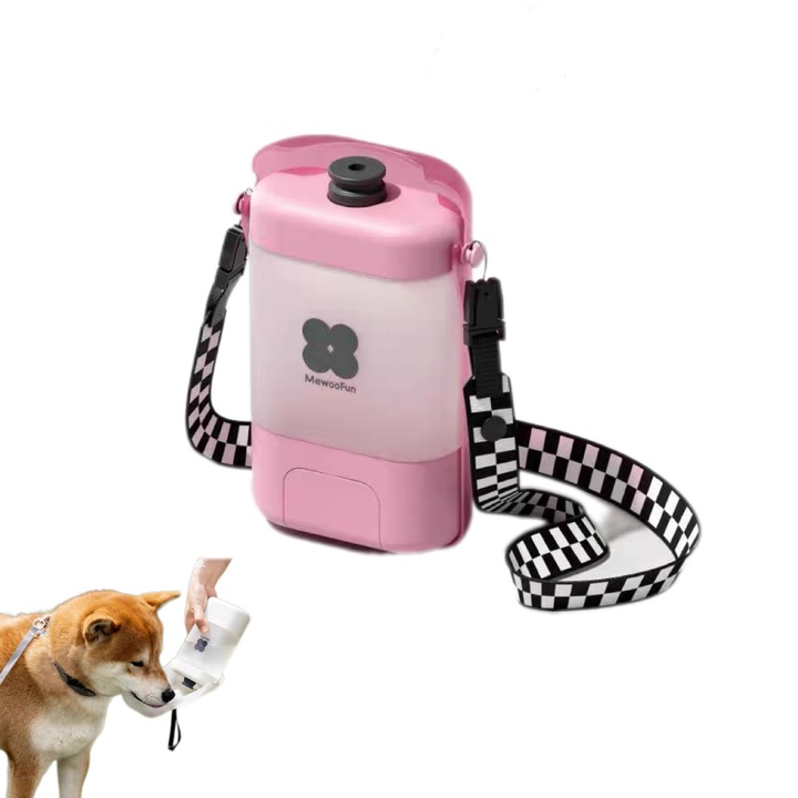 Преносима чаша за кучета Pdog 400мл, ергономичен дизайн, розова