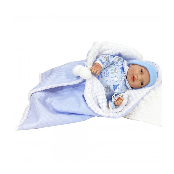 Papusa Nines D'Onil, Nana Nou-Nascut, Cu Sunete, Cu Haine Albastre, Cu Miros De Vanilie, 45 cm
