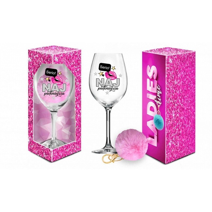 Borospohár, BGtech, 700ml, 26cm, pomponnal, szett