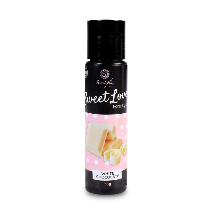 Gel comestibil alb de ciocolata, Secret Play, 60 ml, 100% comestibil, aroma dulce