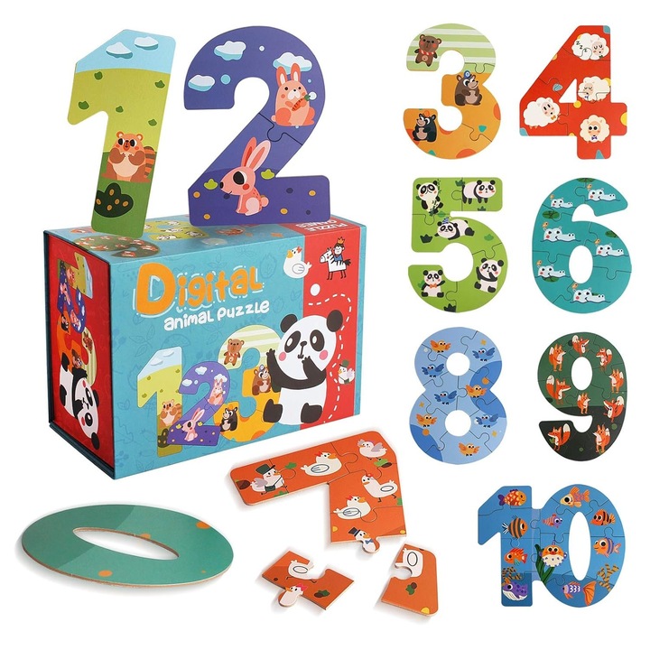 Set Puzzle cu Numere si Animale Malvys® - O Calatorie Educativa in Lumea Cunoasterii