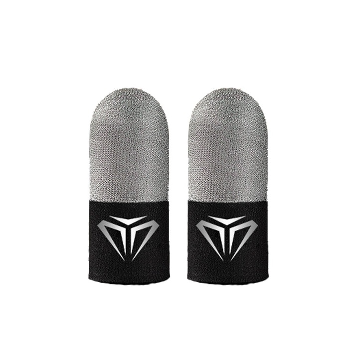 Set 2 x Manusi Gaming Profesionale, Model Spider, Fibra de Sticla Argintie, Anti-Sudor, Negru, Unisex