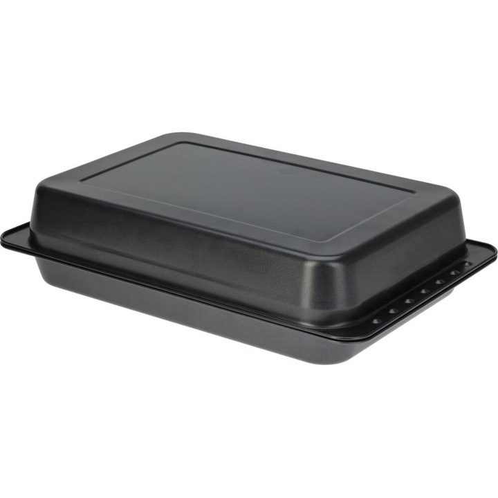 Tava cuptor cu capac Koopman, otel carbon, 52x26 cm, negru