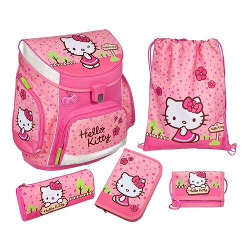 Ghiozdan echipat SCOOLI, model CAMPUS UP 5 piese, cu licenta HELLO KITTY
