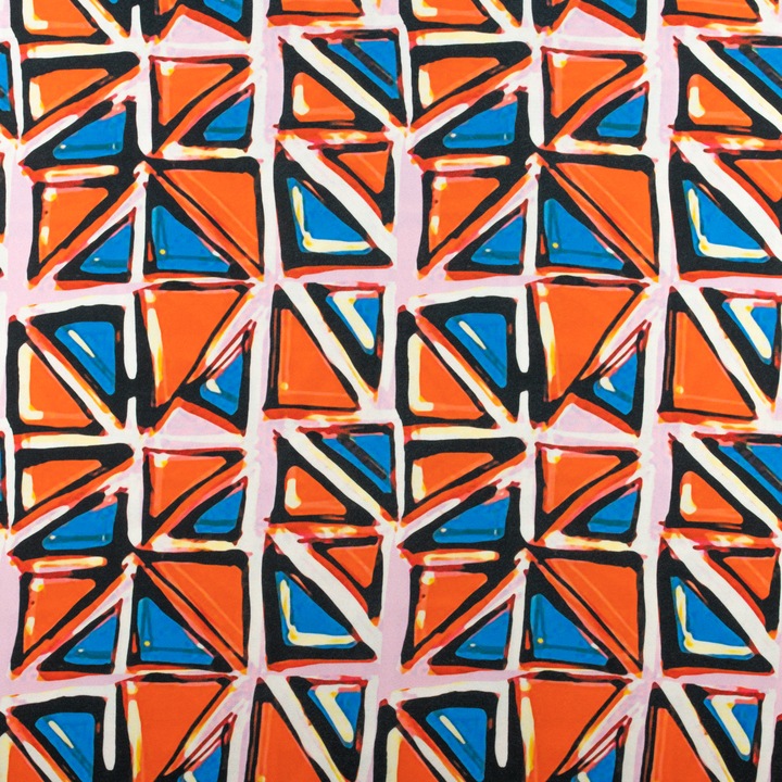 Viscose Twill Tesatura Triunghi Model Pe Fundal, pentru cusut fete de masa, perdele, rochii, tesatura taiata 150x50cm, Roz