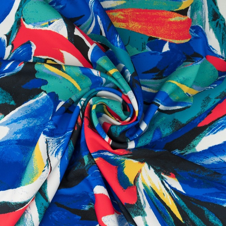 Viscose Twill Tesatura Model Abstract, pentru cusut fete de masa, perdele, rochii, tesatura taiata 150x50cm, Culoare Albastru