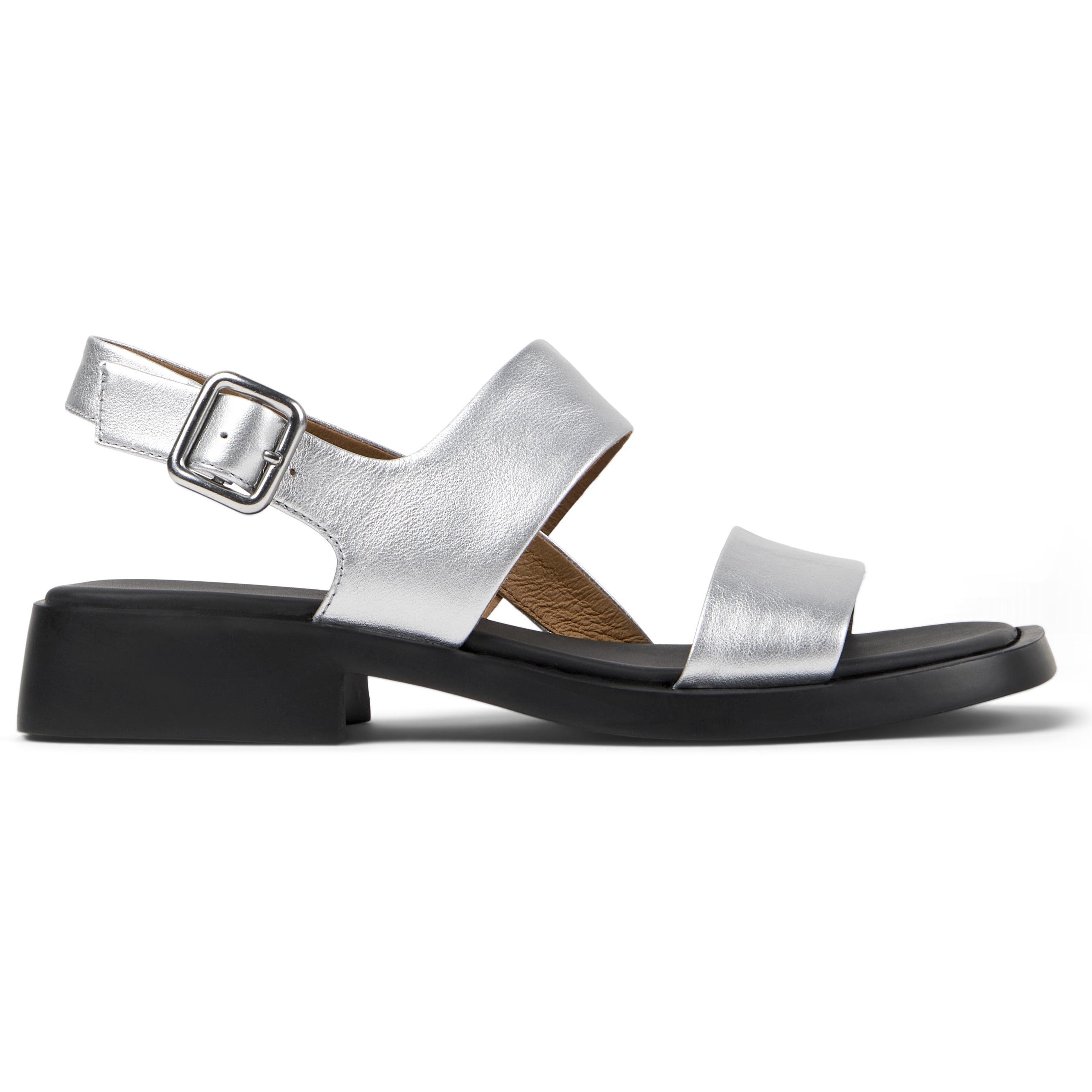 Camper, Sandale de piele cu toc masiv Dana, Gri, 39