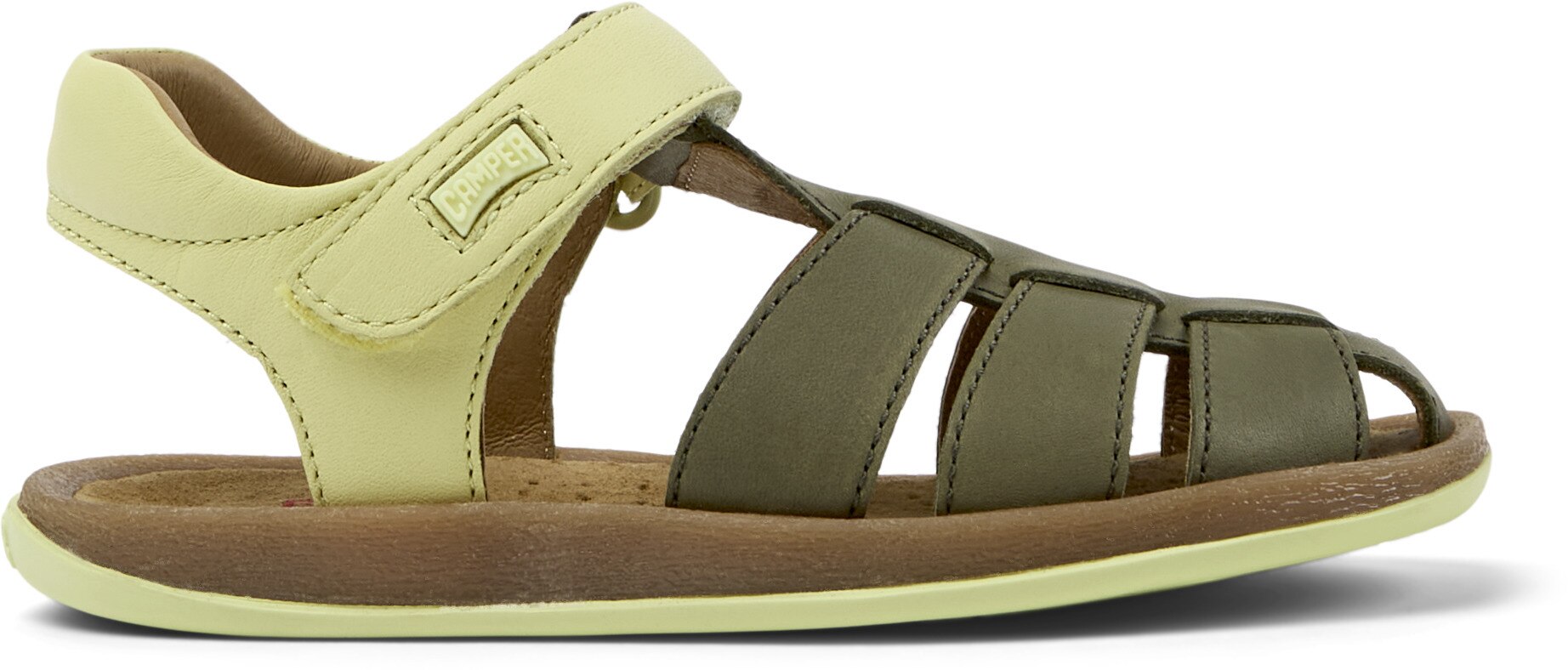 Camper, Sandale fisherman de piele Bicho, verde militar prafuit, 29 EU