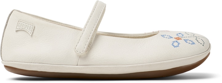 Camper, Balerini de piele cu velcro si model Ballerinas Right, Alb