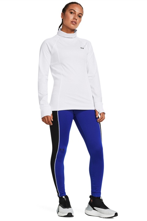 Under Armour, Bluza slim fit cu guler inalt pentru antrenament, Alb