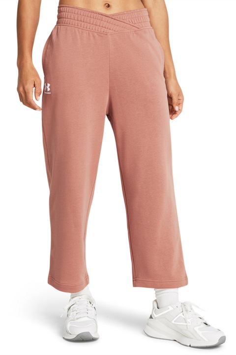 Under Armour, Pantaloni de trening din amestec de bumbac, pentru antrenament Rival, Roz somon