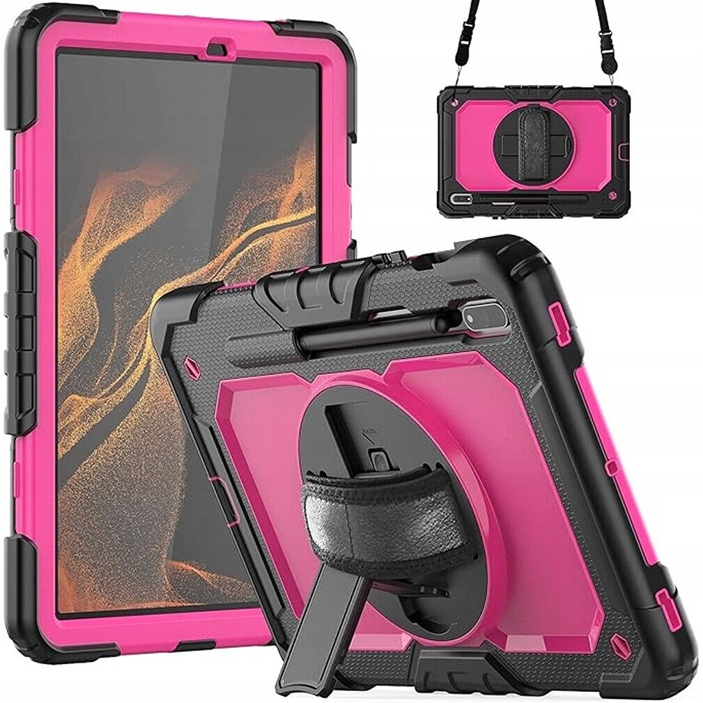 Husa tableta, Samsung Galaxy Tab S7/8, neagra, cu suport rotativ