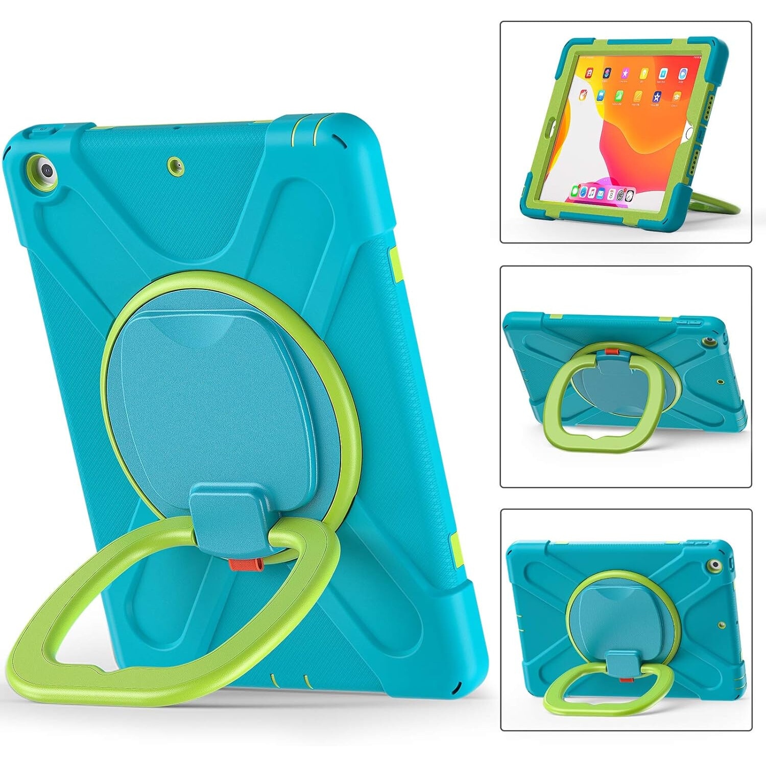 Husa tableta cu suport rotativ pentru iPad 9.7", albastra, material durabil