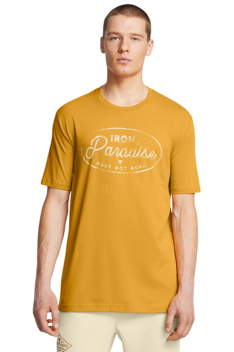 Under Armour, Tricou din amestec de bumbac cu imprimeu grafic, Galben mustar