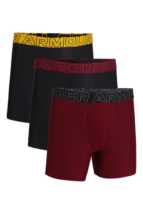 Under Armour, Set de boxeri Performance Tech - 3 perechi, Visiniu/Negru/Gri antracit