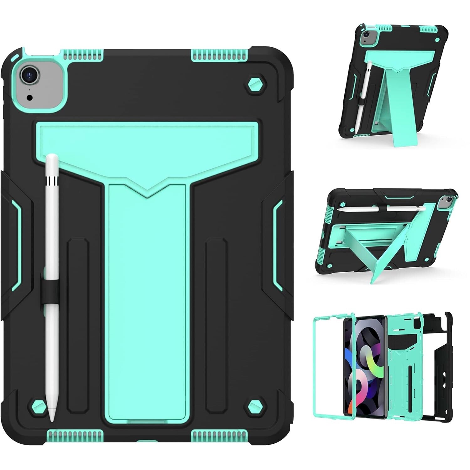 Husa tableta cu suport pentru Samsung Galaxy Tab S6 Lite 10.4 2020/22, turcoaz, material durabil, protectie 360°
