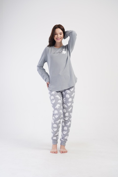 Pijamale de dama captusite, Vienetta, PD651, Gri