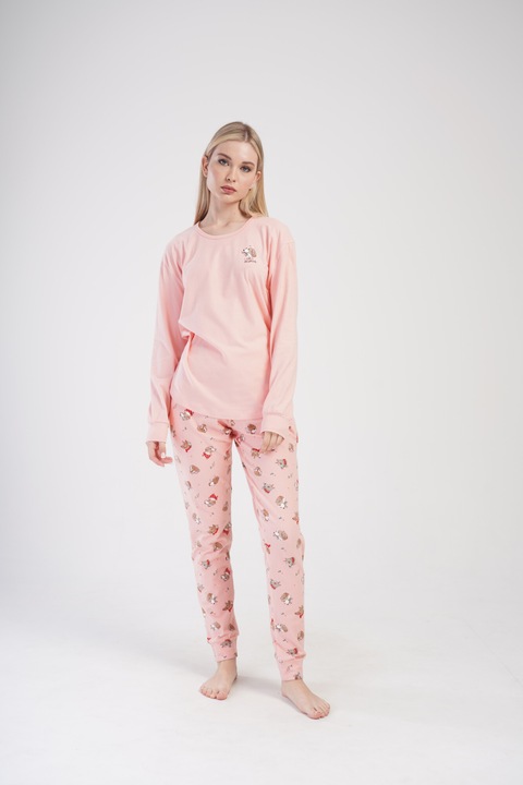 Pijamale de dama din bumbac, Vienetta, confortabile, PD672, Roz