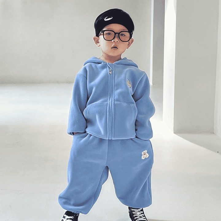 Compleu albastru, 2 piese, fleece, pentru baieti