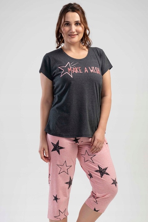Pijamale de dama din bumbac, Vienetta, marime mare, PD592, Gri
