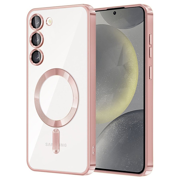 Husa MagSafe pentru Samsung Galaxy S23, Accesorio Luxury Crystal, Pink