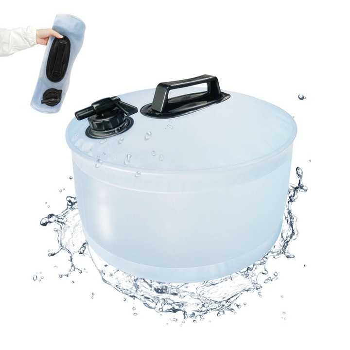 Deiris 3.4 Gallon recipient cu apa pliabila, recipient de depozitare a apei de camping, fara BPA, cu robinet si manere pentru camping in aer liber, supravietuire