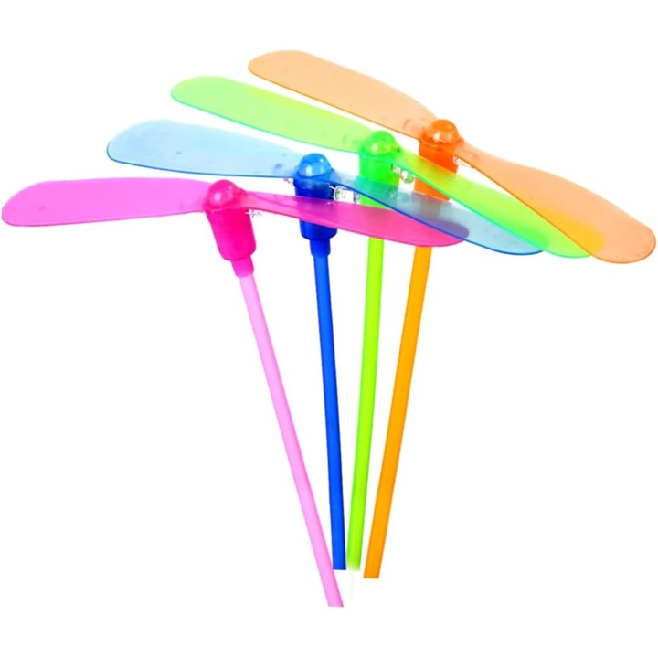 Комплект от 4 играчки летящи водни кончета, забавление за деца, Flippy, пластмасови ръчни пускови устройства, със светлини, многоцветни