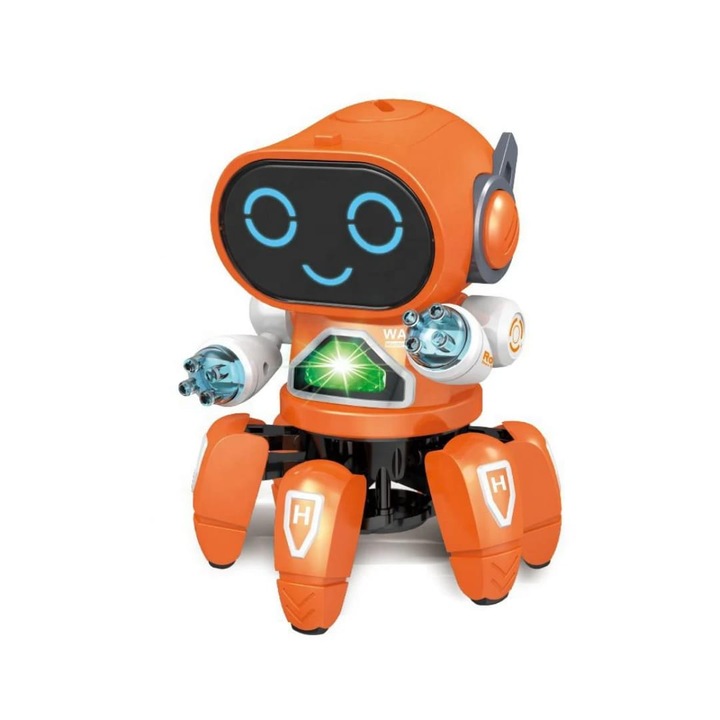 Jucarie Interactiva Robot Dansator cu Muzica si Lumini Portocaliu