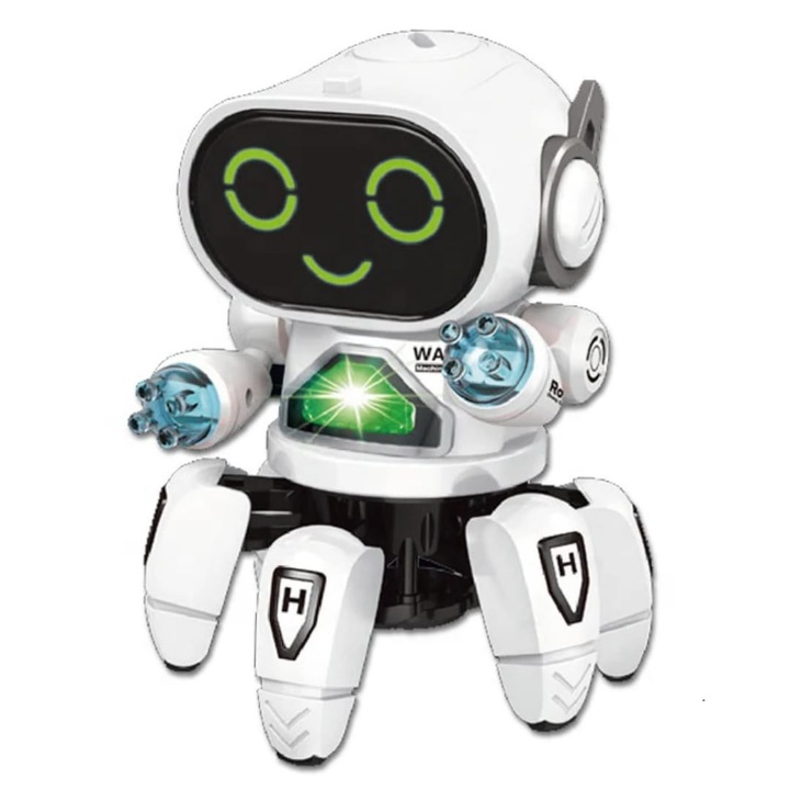 Jucarie Interactiva Robot Dansator cu Muzica si Lumini Alb
