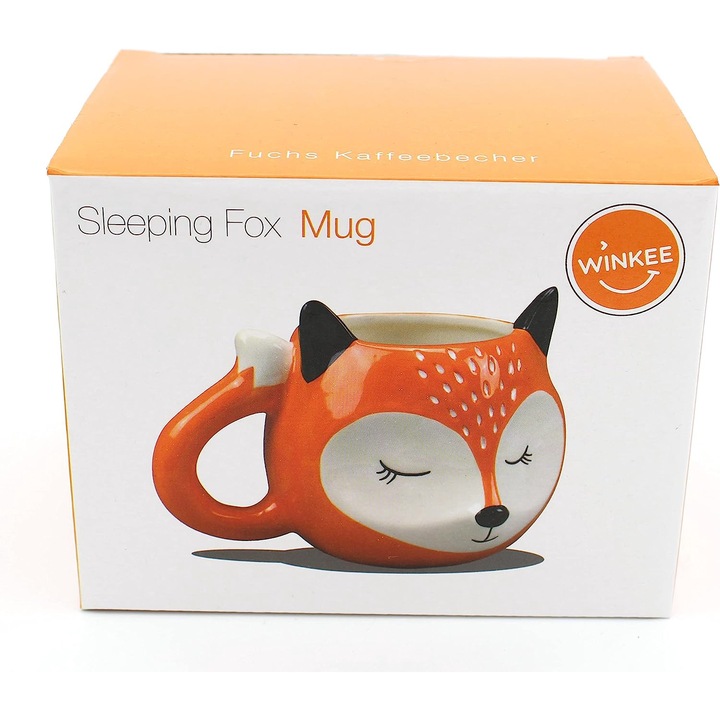 Cana - Sliping Fox Mug, Ceramica, 450 ml, Portocaliu