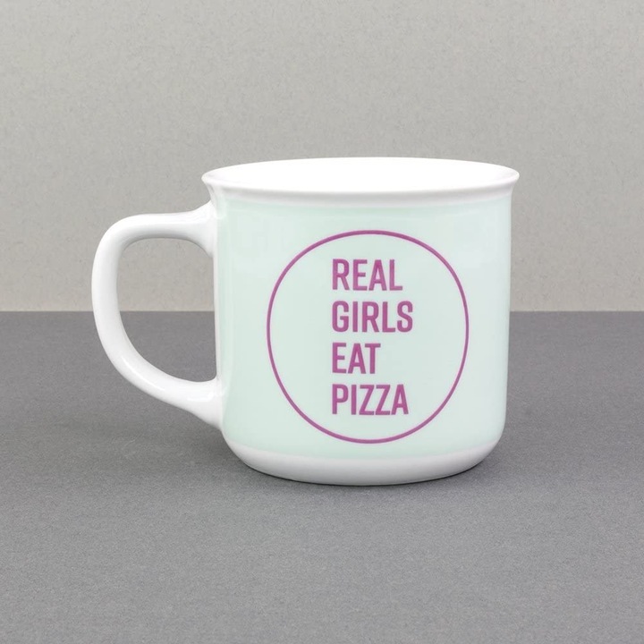 Cana - Real Girls Eat Pizza, Ceramica, 250 ml, Alb